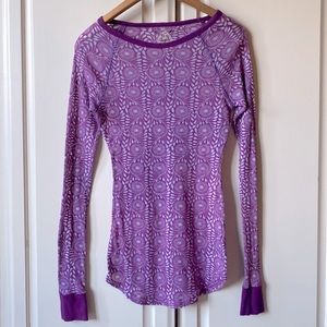 Free People Thermal Top Purple & White Pattern